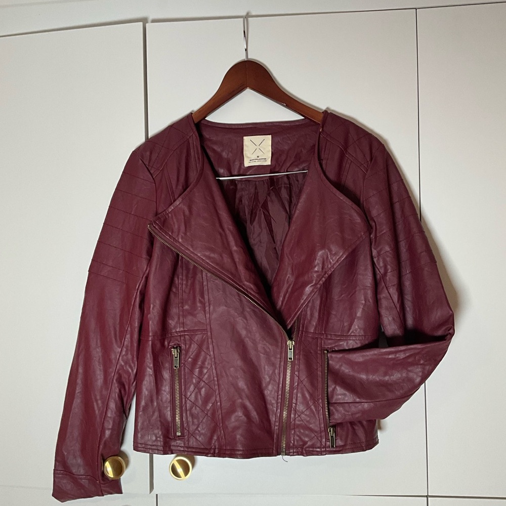 Pins and Needle Women's Burgundy Leather Jacket